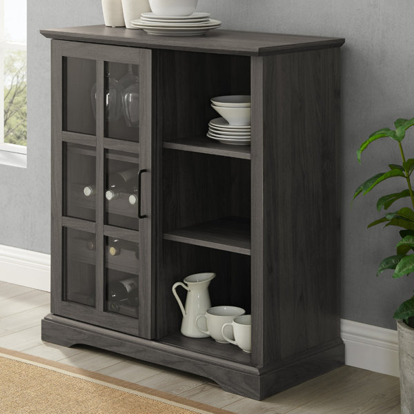 Red Barrel Studio® Hartwick Sliding Glass Door Bar with Wine Storage